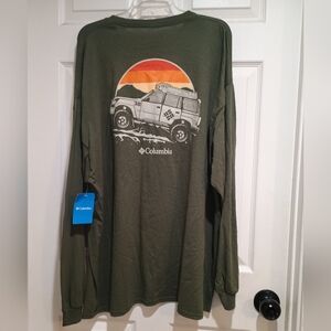 Nwt Men's Columbia Green Graphic Long Sleeve Shirt Size 3XL